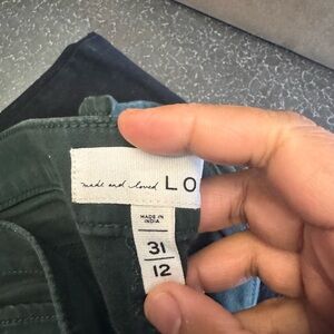 LOFT Deep Green Corduroy Trousers